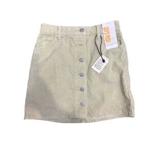Levi’s Fresh Premium Corduroy Mini Skirt Size 26 Cream/Sage NWT Button Fly BIN2